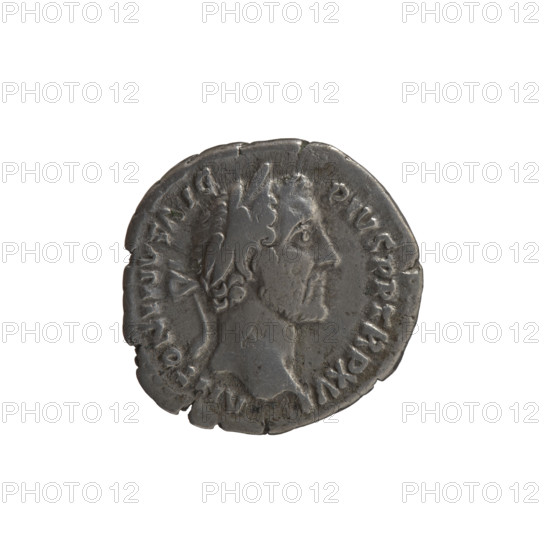 Denarius of Antoninus Pius (86–161; Roman emperor 138–161). Obverse: head of Antoninus Pius in a laurel wreath facing right, inscribed ANTONINVS AVG - PIVS PP TR P XVI. Reverse: Vesta in a veil standing left, holding a ladle (simpulum) in her right hand and a palladium in her left, inscribed C, S - IIII. Date: 152–153. Culture: Roman Empire. Place: Rome. Medium: coin. Diameter: 17.5–18.0 mm. Weight: 3.40 g. Axis: 180 degrees.