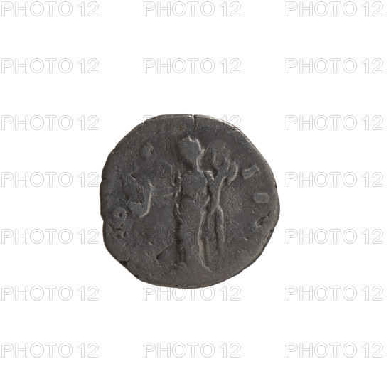 Denarius of Antoninus Pius (86–161; Roman emperor 138–161), 152–153. Obverse: head of Antoninus Pius in a laurel wreath facing right, inscription VS AVG - PIVS PP TR P XVI. Reverse: Vesta in a veil standing left, holding a ladle (simpulum) in her right hand and a palladium in her left, inscription COS - IIII around. Roman deities; iconography includes ladles, Vesta, palladium. Roman Empire (27 BC–476), Rome. Coin; diameter 17.0–17.5 mm, weight 2.80 g, axis 0°.