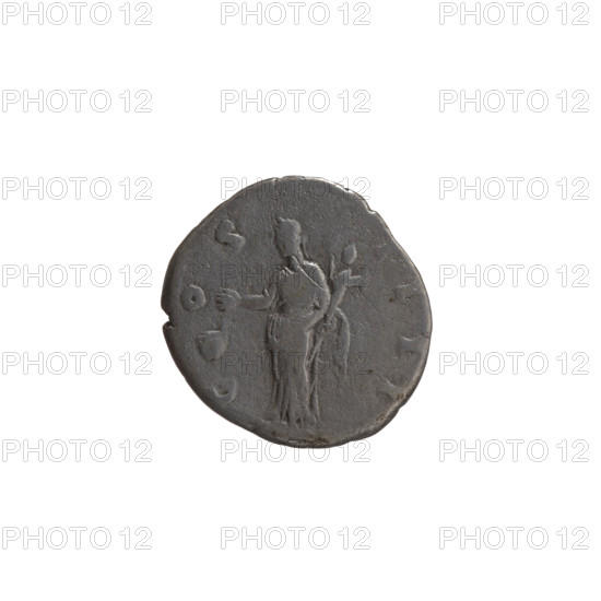 Denarius, Antoninus Pius (86–161; Roman emperor 138–161) — obverse: head of the emperor in a laurel wreath facing right, legend ANTONINVS AVG PI - VS PP TR P XVI; reverse: Vesta in a veil standing left, holding a ladle (simpulum) in her right hand and a palladium in her left, legend COS - IIII. Roman Empire, 152–153. Coin; diameter 16.0–17.0 mm, weight 3.00 g, axis 180°.