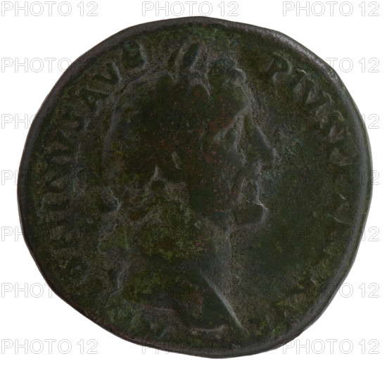 Sestertius, Antoninus Pius (86–161; Roman emperor 138–161). Obverse: Head of Antoninus Pius in a laurel wreath to the right, legend 'ANTONINVS AVG PIVS PP TR P XVI'. Reverse: Indulgentia seated left, right hand stretched out, holding a long scepter in her left; legend 'DVLGE S IIII' with mintmark 'SC'. Date: 152–153. Roman Empire, Rome. Coin. Diameter ca. 30–32 mm, weight 22.90 g, axis 180°.