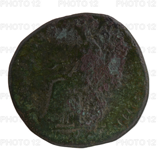 Sestertius of Antoninus Pius (86–161; Roman emperor 138–161). Obverse: head of Antoninus Pius in a laurel wreath facing right, legend ANTONINVS AVG - PIVS PP TR P XVI. Reverse: Indulgentia seated left, right hand outstretched, holding a long scepter in her left, legend DVLGE, S IIII, in the exergue SC. Roman Empire, 152–153. Coin: bronze, diameter c.30–32 mm, weight 22.90 g, axis 180°.