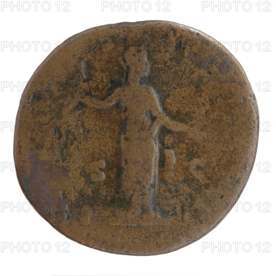 Sestertius, Antoninus Pius (86–161; Roman emperor 138–161), issuer; personifications; iconography: head of the emperor in a laurel wreath; pileus (attribute) of Libertas. Obverse: Head of Antoninus Pius in a laurel wreath to the right, inscription ANTONINVS AVG PIVS, all around. Reverse: Libertas stands frontally, head turned to the right, in her right hand she holds a liberation cap (pileus), her left hand stretched out in front of her, inscription LIBE I (all around), in the fields SC. Date: 153–154. Culture/place: Roman Empire, Rome. Object type: coin (sestertius). Measurements: diameter 31.0–32.0 mm, weight 21.25 g, axis 30°.