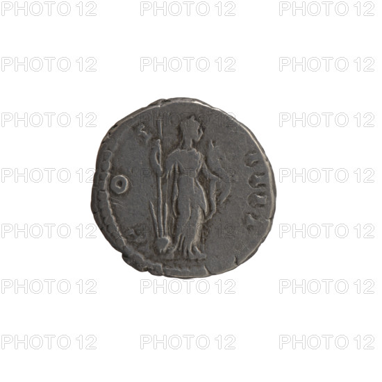 denarius, Antoninus Pius (86–161; Roman emperor 138–161), issuer Antoninus Pius — obverse: head of Antoninus Pius in a laurel wreath facing right, inscription ANTONINVS AVG PI-VS PP TR P XVII circumferential; reverse: Fortuna standing right, holding a long rudder leaning against a globe in her right hand and a cornucopia in her left, inscription C OS-IIII circumferential. Date: 153–154. Roman Empire. Rome. Coin; diameter 17.0 mm; weight 3.15 g; axis 180°.
