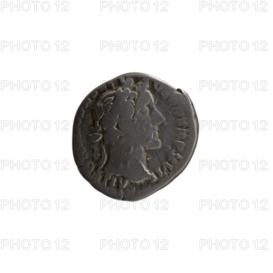 Denarius, Antoninus Pius (86–161; Roman emperor 138–161), issuer: Antoninus Pius; iconography: head of the emperor in a laurel wreath; Vesta (mythology) with palladium (attribute) and ladles; obverse: head of Antoninus Pius in a laurel wreath facing right, inscription ANTONI–VS PP TR P XVII; reverse: Vesta in a veil standing left, holding a ladle (simpulum) in her right hand and a palladium in her left, inscription C OS–; date: 153–154; culture: Roman Empire (27 BC–476); place: Rome; object type: coin; measurements: diameter 16.5–18.0 mm, weight 2.87 g; axis 180 degrees.
