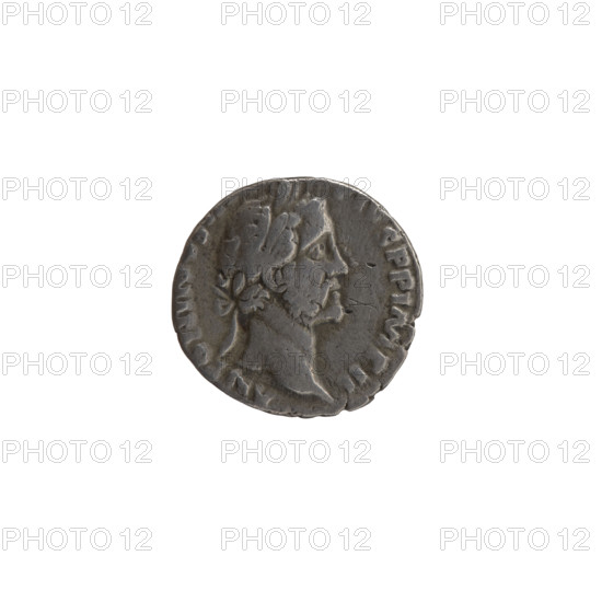 Denarius, Antoninus Pius (86–161; Roman emperor 138–161) — obverse: head of the emperor in a laurel wreath to the right, legend ANTONINVS PIVS PP IMP II; reverse: Annona (personification) stands to the right with one leg on the prow of a ship, holding a long rudder in her right hand and a container with ears of grain (modius) in her left, with legends R POT X COS II; dated 156–157; Roman Empire, Rome; coin; diameter 14.5–15.0 mm; weight 2.45 g; axis 0°.
