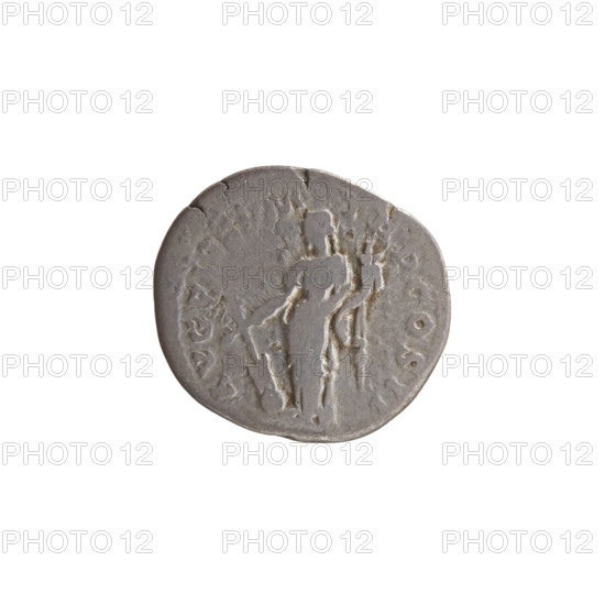 Denarius of Antoninus Pius (86–161; Roman emperor 138–161). Obverse: head of Antoninus Pius bare, right; inscription IMP T AEL CAES HADR - ANTONI. Reverse: Fortuna standing left, holding a rudder resting on a globe in her right hand and a cornucopia in her left; inscription AVG PIVS PM - TRP COS II. Date: 139. Roman Empire, Rome. Coin; diameter 17.0–19.0 mm, weight 3.47 g, axis 180°.