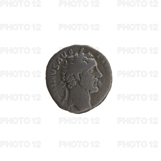 Denarius, Antoninus Pius (86–161; Roman emperor 138–161), issuer: Antoninus Pius. Obverse: head of the emperor in a laurel wreath facing right, inscription ONINVS AVG - PIVS. Reverse: Annona (personification) stands left; in her right hand she holds ears of corn above a container (modius), in her left hand she holds a long rudder resting on a ship, inscription T·POT XXI - C. Iconography: Annona, ears of corn, personifications, ships, rudders. Date: 157–158. Roman Empire. Coin. Diameter 15.0–16.0 mm, weight 2.87 g, axis 180 degrees.