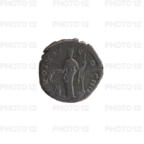 Denarius, Antoninus Pius (86–161; Roman emperor 138–161), issuer: Antoninus Pius. Obverse: head of the emperor in a laurel wreath facing right, inscription ANTONINVS AVG - PIVS PP IMP II. Reverse: Annona (personification) stands left; in her right hand she holds ears of corn above a container (modius), in her left hand she holds a long rudder resting on a ship, inscription POT XXI - CO, IIII. Iconography: ears of corn, Annona, head of the emperor, personifications, modi, ships, rudders. Date: 157–158. Culture/place: Roman Empire, Rome. Object type: coin (denarius). Dimensions: diameter 16.5–17.0 mm, weight 2.70 g, axis 180 degrees.