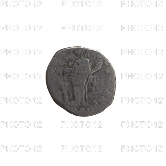 Denarius of Antoninus Pius (86–161; Roman emperor 138–161), issuer: Antoninus Pius. Obverse: Head of Antoninus Pius in laurel wreath facing right, inscription NINVS AV (all around). Reverse: Fortuna standing left, holding a long rudder in her right hand and a horn of plenty in her left, inscription SEQ, ENS (all around), COS IIII in exergue. Date: 158–159. Culture: Roman Empire (27 BC–476). Place: Rome. Object type: coin. Dimensions: diameter 15.0–16.0 mm; weight 2.65 g; axis 210 degrees.