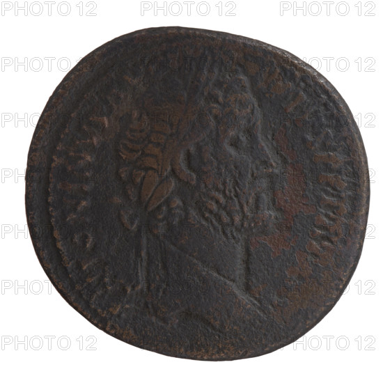 Sestertius, Antoninus Pius (86–161; Roman emperor 138–161), issuer: Antoninus Pius. Obverse: head of the emperor in a laurel wreath facing right, legend TONINVS AVG - PIVS PP TR PX. Reverse: Pietas stands left, holds a globe in her outstretched right hand, a child in her left, two children standing at her sides, legend PIETATI - COS IIII in SC. Date: 158–159. Roman Empire, Rome. Coin; diameter 32.0–34.0 mm, weight 19.40 g, axis 180 degrees.