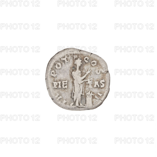 Denarius, Aelius (101–138; successor of Hadrian 136–138). Obverse: head of Aelius right; rim inscription LAELIVSCAESAR. Reverse: Pietas standing right, dressed in a long robe, holding a patera in her left hand, raising her right hand in prayer, an altar in front of her; rim inscription TRPOTCOSII; on both sides of the figure PIETAS. Date: 137, Rome, Roman Empire (27 BC–476). Coin; weight 3.12 g.