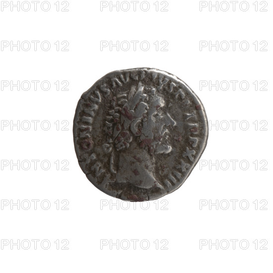 Denarius, Antoninus Pius (86–161; Roman emperor 138–161), issuer: Antoninus Pius; obverse: head of the emperor in a laurel wreath facing right with inscription 'ANT NINVS AVG PIVS P, T, P XXIII'; reverse: Pax (personification) standing left, holding a branch in his right hand and a long scepter in his left with inscription 'PACI AVG - COS IIII'; iconography: branches, personifications, scepters; date: 159–160; place: Rome, Roman Empire (27 BC–476); material: silver coin; diameter: 17.0–17.5 mm; weight: 3.10 g; axis: 180 degrees.