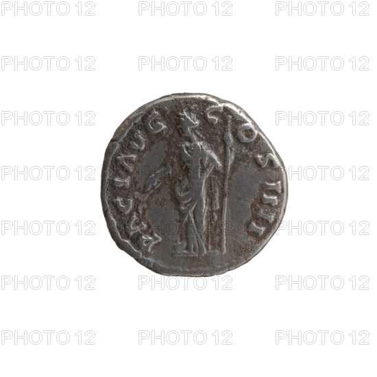 Denarius, Antoninus Pius (86–161; Roman emperor 138–161) (issuer). Obverse: Head of the emperor in a laurel wreath facing right, legend ANT NINVS AVG PIVS P, T, P XXIII. Reverse: Pax (personification) standing left, holding a branch in her right hand and a long scepter in her left, legend PACI AVG - COS IIII. Iconography: branches, personifications, scepters. Date: 159–160. Place: Rome, Roman Empire (27 BC–476). Medium: coin. Dimensions: diameter 17.0–17.5 mm; weight 3.10 g; axis 180°.