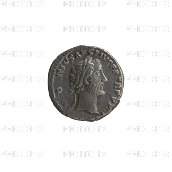Denarius, Antoninus Pius (86–161; Roman emperor 138–161), issuer: Antoninus Pius; iconography: scepters, head of the emperor in a laurel wreath, personification Pax. Obverse: Head of Antoninus Pius in a laurel wreath facing right, inscription N O INVS A G PIVS PP TRP XXIII. Reverse: Pax standing left, holding a branch in his right hand and a long scepter in his left, inscription PACI A G COS IIII. Date: 159–160. Culture/place: Roman Empire, Rome. Object type/material: coin (denarius). Measurements: diameter 17.0 mm, weight 3.07 g, axis 180°.