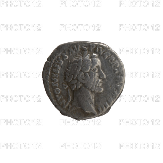 Denarius of Antoninus Pius (86–161; Roman emperor 138–161), dated 159–160. Obverse: Head of Antoninus Pius in a laurel wreath facing right, legend 'ANTONINVS AVG PIVS PP TRP XXIII'. Reverse: Pax standing left, holding a branch in his right hand and a long scepter in his left, legend 'PA- I AVG - COS IIII'. Roman Empire; struck in Rome. Coin: silver; diameter 16.5–17.0 mm, weight 2.50 g, axis 180°.