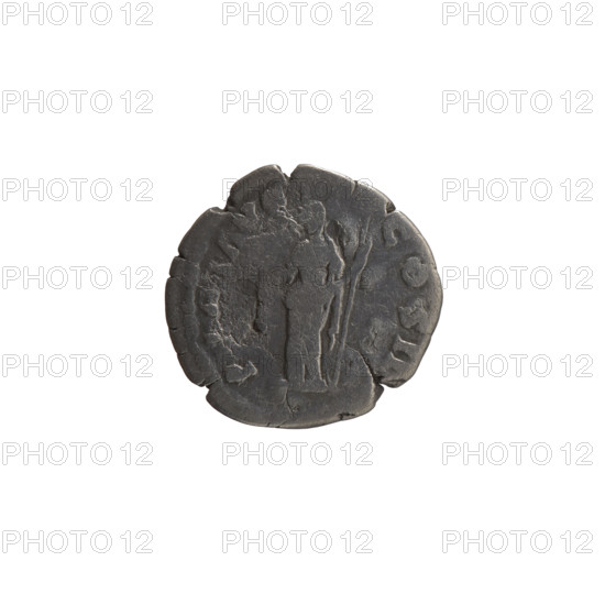 Denarius, Antoninus Pius (86–161; Roman emperor 138–161), issuer: Antoninus Pius. Obverse: head of the emperor in a laurel wreath facing right, inscription 'ONINVS AVG PIVS PP TRP XXIII'. Reverse: Pax standing left, holding a branch in his right hand and a long scepter in his left, inscription 'P I AVG - COS II'. Date: 159–160. Culture/place: Roman Empire, Rome. Medium: coin. Dimensions: diameter 16.5–17.5 mm, weight 2.80 g, axis 180 degrees. Icons: branches, scepters, Pax (personification), personifications.