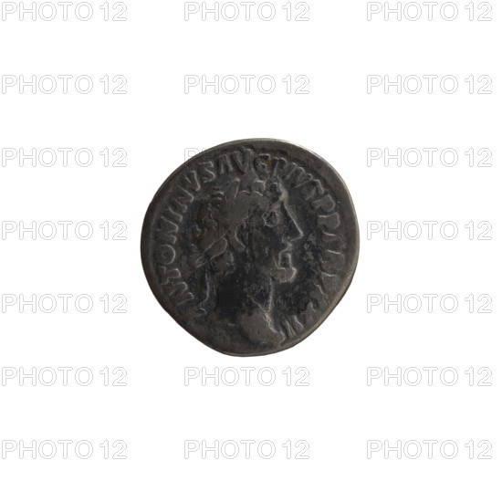 Denarius of Antoninus Pius (86–161; Roman emperor 138–161). Obverse: Head of Antoninus Pius in a laurel wreath facing right, legend ANTONINVS AV[—]IVS PP TR P XXIII. Reverse: Salus standing left, holding a patera in her outstretched right hand above an altar around which a snake coils; in her left hand a long scepter, legend SALV[—]IA[—]C S IIII. Date: 159–160. Roman Empire, Rome. Coin; diameter 16.5–17.0 mm, weight 2.40 g, axis 0°.