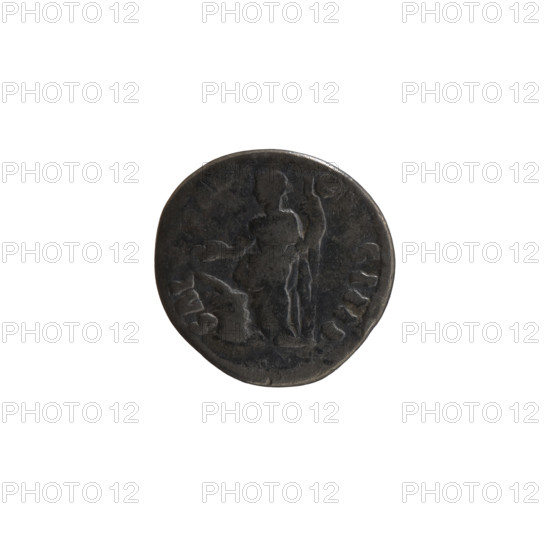 Denarius, Antoninus Pius (86–161; Roman emperor 138–161). Obverse: head of Antoninus Pius in a laurel wreath facing right; inscription ANTONINVS AVGVSTVS PIVS TR P XXIII. Reverse: Salus standing left, holding a patera in her outstretched right hand above an altar around which a snake coils; in her left hand a long scepter; inscription SALVIA? C S IIII. Date: 159–160. Roman Empire, Rome. Coin. Diameter 16.5–17.0 mm, weight 2.40 g, axis 0°.