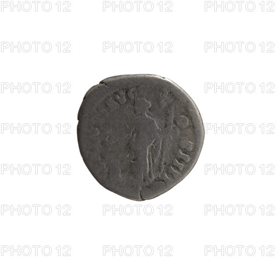 Denarius of Antoninus Pius (86–161; Roman emperor 138–161), issuer: Antoninus Pius; obverse: head of the emperor in a laurel wreath facing right, legend 'ANTONINVS AVG PIVS PP TRP XXIII'; reverse: Salus stands left, in his outstretched right hand she holds a patera above an altar around which a snake coils, in her left hand a long scepter, legend 'SALVTI AVG COS IIII'; 159–160 CE; Roman Empire (27 BCE–476 CE), Rome; coin; diameter 16.0–18.0 mm; weight 3.00 g; axis 0°.