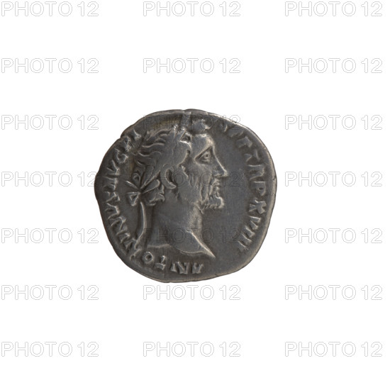 Denarius, Antoninus Pius (86–161; Roman emperor 138–161), issuer. Obverse: Head of Antoninus Pius in a laurel wreath facing right, legend ANTONINVS AVG PI - S PP TR P XVIII. Reverse: Annona (personification) stands left, holds ears of corn in her right hand, rests her left on a container (modius) standing on a ship, legend C - OS - IIII. Date: 154–155. Culture/place: Roman Empire, Rome. Medium/function: coin. Dimensions: diameter 17.0–18.0 mm, weight 3.10 g, axis 195°.
