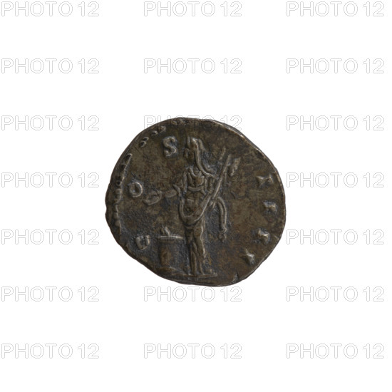Denarius, Antoninus Pius (86–161; Roman emperor 138–161), issuer: Antoninus Pius. Iconography: head of the emperor in a laurel wreath facing right; inscription ANTONINVS AVG PI - VS PP TR P XVIII (circumferential). Reverse: Vesta in a veil standing left, holding a patera above an altar in her right hand and a palladium in her left, inscription C OS - IIII (circumferential). Date: 154–155. Culture: Roman Empire. Place: Rome. Medium/function: coin. Diameter: 17.0 mm. Weight: 3.30 g. Axis: 180 degrees.