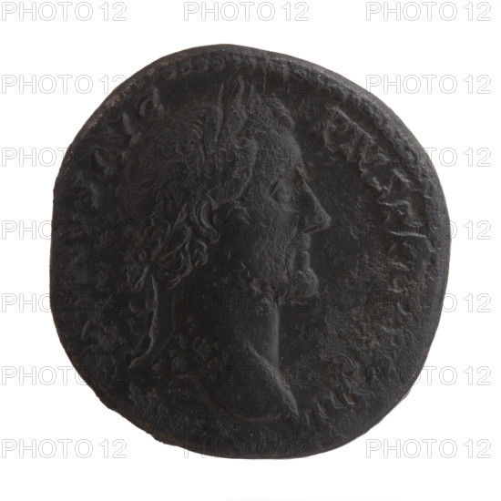 Sestertius, Antoninus Pius (86–161; Roman emperor 138–161), issuer: Antoninus Pius — Head of the emperor in a laurel wreath to the right, legend NINVS AVG PIVS PP TR, VII around; reverse: Libertas stands left, holds a liberation cap (pileus) in her right hand and a staff (vindicta) in her left, legend LIBERTAS COS, III around, in SC. Date: 153–154. Medium: Roman coin (sestertius). Dimensions: diameter 30.0–31.5 mm, weight 24.35 g, axis 0°.