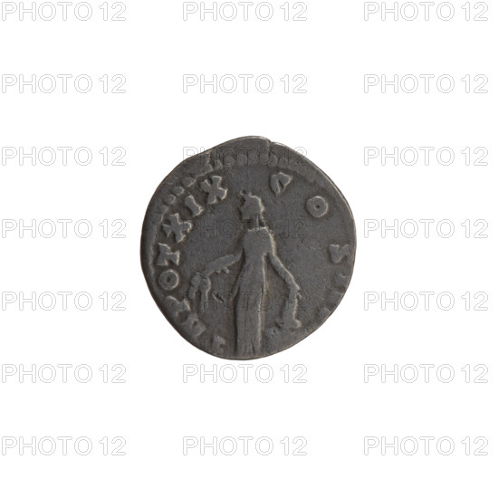 Denarius, Antoninus Pius (86–161; Roman emperor 138–161) — aw: Head of Antoninus Pius in a laurel wreath facing right, inscription ANTONINVS AVG PIVS PP IMP II; rw: Annona stands left, holds ears of corn in her right hand, rests her left on a container (modius) standing on a ship, inscription TR POT XIX COS III. Iconography: Annona (personification), ears of corn, personifications, head of the emperor in a laurel wreath, modius, ships. Date: 155–156. Culture/place: Roman Empire, Rome. Object type/material: coin (denarius). Dimensions: diameter 16.0–16.5 mm; weight 2.30 g; axis 180°.