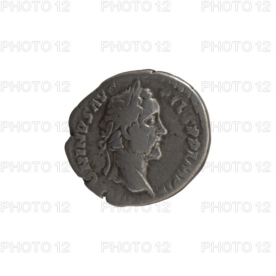 Denarius, Antoninus Pius (86–161; Roman emperor 138–161) (issuer). Obverse: Head of Antoninus Pius in laurel wreath facing right, legend ONINVS AVG - PIVS PP IMP II. Reverse: Fortuna standing right; in her right hand she holds a long rudder leaning against a globe, in her left hand a cornucopia, legend TR POT XIX - CO, IIII. Iconography: personification Fortuna, globe (attribute), rudders, horns of plenty. Date: 155–156. Place: Rome. Period: Roman Empire (27 BC–476). Medium: coin. Diameter: 16.0–16.5 mm. Weight: 3.60 g. Axis: 210°.