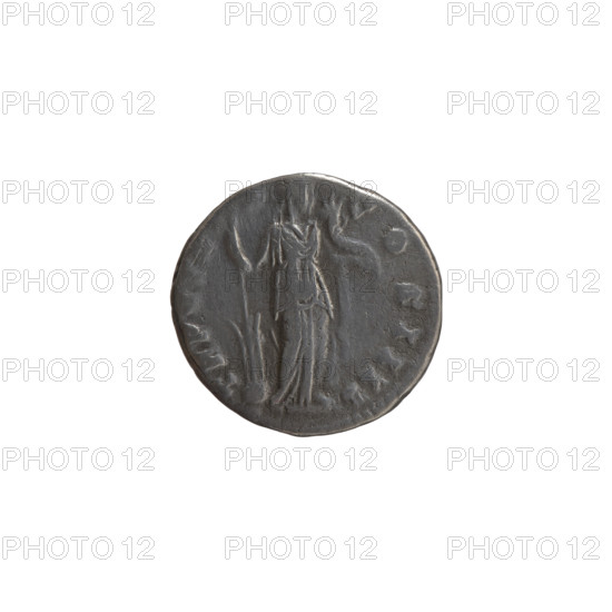 Denarius of Antoninus Pius (86–161; Roman emperor 138–161), struck 155–156. Obverse: head of Antoninus Pius in a laurel wreath facing right, legend ANTONINVS AVG PIVS PP IMP II. Reverse: Fortuna standing right, holding a long rudder leaning against a globe in her right hand and a cornucopia in her left, legend TR POT X, X - COS IIII. Roman Empire (27 BC–476), Rome. Coin; diameter 16.0–16.5 mm, weight 3.45 g, axis 180°.