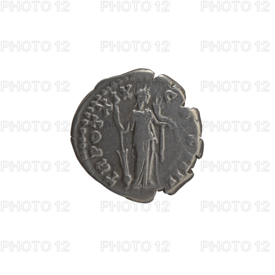 Denarius, Antoninus Pius (86–161; Roman emperor 138–161) — obverse: head of Antoninus Pius in a laurel wreath facing right, inscription ANTONINVS A·PIVS PP IMP II; reverse: Fortuna standing right, holding a long rudder leaning against a globe in her right hand and a cornucopia in her left, inscription TR POT XIX · COS IIII; iconography: Fortuna (personification), globe (attribute), cornucopia, rudder, personifications; date: 155–156; Roman Empire, Rome; coin; diameter 17.5 mm; weight 3.27 g; axis 180 degrees.
