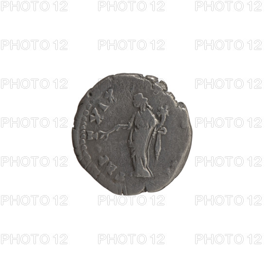 Denarius of Antoninus Pius (reigned 138–161). Obverse: Head of Antoninus Pius in a laurel wreath facing right, legend NTONINVS A S PP IMP II. Reverse: Pax standing left, holding a branch in his right hand and a cornucopia in his left, with legend TR P T XIX S II. Date: 155–156. Roman Empire, Rome. Coin; diameter 16.5–17.0 mm, weight 3.00 g, axis 180°. Subjects/icons: branches, personifications, Pax, cornucopias; style/iconography associated with Antoninus Pius.