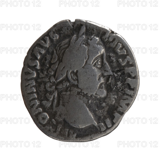 Denarius of Antoninus Pius (86–161; Roman Emperor 138–161), issuer: Antoninus Pius. Obverse: Head of Antoninus Pius in a laurel wreath facing right, inscription TONINVS AVG - PIVS PP IMP II. Reverse: Pax (personification) standing left, holding a branch in her right hand and a cornucopia in her left, inscriptions TR POT, IX - S IIII. Date: 155–156. Roman Empire, Rome. Coin; diameter 17.0–17.5 mm, weight 3.15 g, axis 180°.