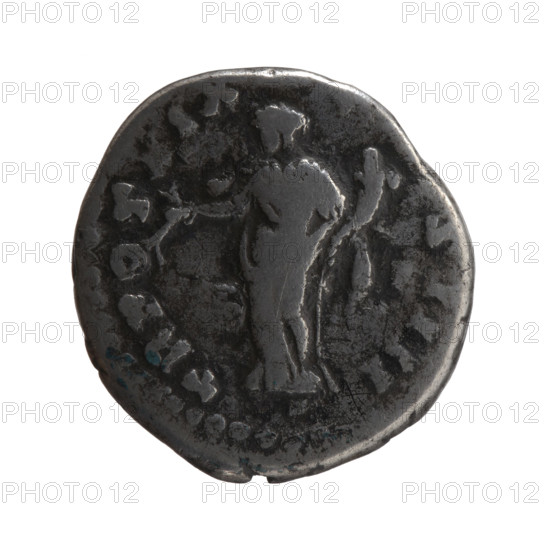 Denarius of Antoninus Pius (86–161; Roman Emperor 138–161), 155–156. Obverse: Head of Antoninus Pius in a laurel wreath facing right, legend TONINVS AVG - PIVS PP IMP II. Reverse: Pax standing left, holding a branch in his right hand and a cornucopia in his left, legend TR POT, IX - S IIII. Personifications; cornucopia; branches. Roman Empire (Rome). Coin; diameter 17.0–17.5 mm; weight 3.15 g; axis 180°.