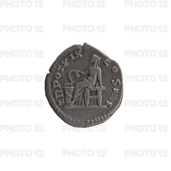 Denarius, Antoninus Pius (86–161; Roman emperor 138–161), issuer. Obverse: Head of the emperor in a laurel wreath facing right, inscription ANTONINVS AV, PP IMP II. Reverse: Salus seated left, feeding a snake coiled around an altar with her right hand and leaning on a throne with her left, inscription TR POT XIX – COS I, I. Date: 155–156. Roman Empire (27 BC–476), Rome. Coin; diameter 17.0–18.0 mm, weight 3.15 g, axis 180°.