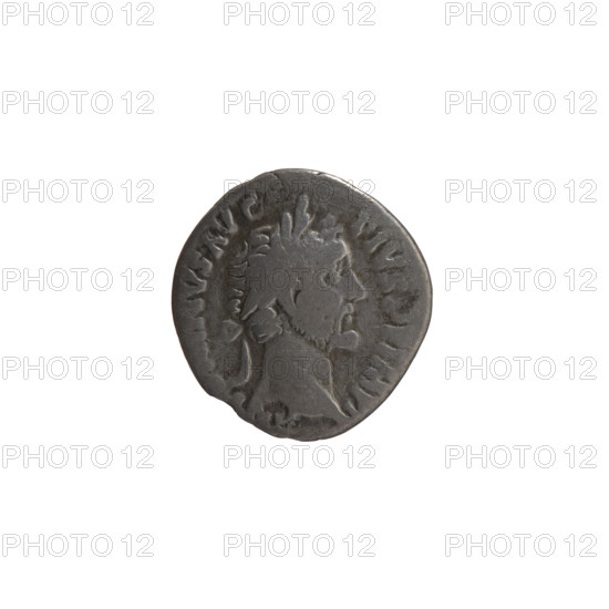 Denarius of Antoninus Pius (86–161; Roman emperor 138–161), c. 156–157. Obverse: head of the emperor in a laurel wreath facing right, legend NINVS AVG - PIVS PP IMP II. Reverse: Salus seated left, feeding a snake coiled around an altar with her right hand and leaning on the throne with her left, legend TR POT XX - COS IIII. Roman Empire; Rome. Coin. Diameter 15.5–16.5 mm; weight 2.72 g; axis 180°.