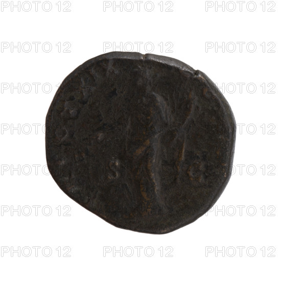 Dupondius; Antoninus Pius (86–161; Roman emperor 138–161), issuer; obverse: Head of Antoninus Pius in radiant crown facing right, inscription ANTONINVS AVG PIVS PP IMP II; reverse: Pax standing left, holding a branch in his right hand and a cornucopia in his left, inscription TR POT XIX CO, in SC fields; 155–156; Roman Empire (27 BC–476), Rome; coin (dupondius); diameters 23.0 mm, 25.5 mm; weight 12.70 g; axis 0°.