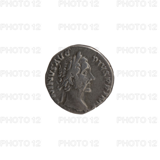 Denarius, Antoninus Pius (86–161; Roman emperor 138–161), obverse: head of the emperor in a laurel wreath facing right, inscription 'ANONIVS AVG - PIVS PP IM' (variant lettering); reverse: Annona seated to the right holding a cornucopia in both hands, in front a container with ears of grain (modius), inscription 'TR POT X - COS IIII'; dated 156–157, Roman Empire (27 BC–476), Rome; coin; diameter 16.0 mm; weight 3.35 g; axis 0°.