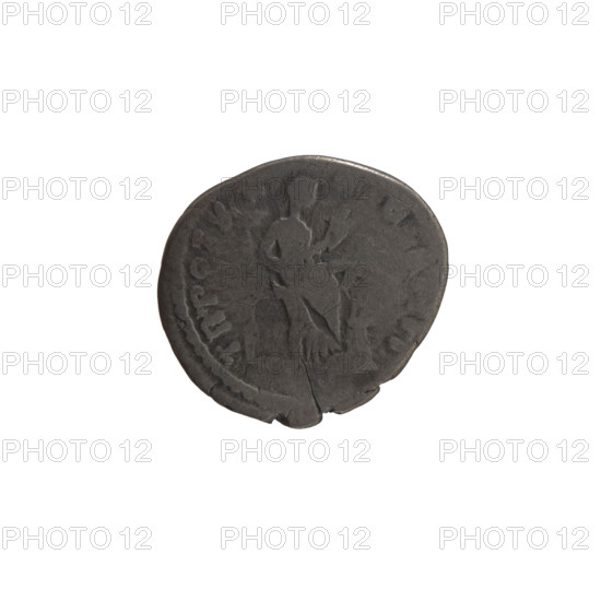 Denarius of Antoninus Pius (86–161; Roman emperor 138–161), ca. 156–157. Obverse: head of the emperor in a laurel wreath to the right, inscription ANTONINVS AVG PIVS PP IMP II. Reverse: Annona seated to the right, holding a horn of plenty in both hands; in front of her a modius (container with ears of grain), inscription TR POT XX CO III. Roman Empire; minted in Rome. Coin: diameter 16.5–18.5 mm, weight 2.40 g, axis 0°.