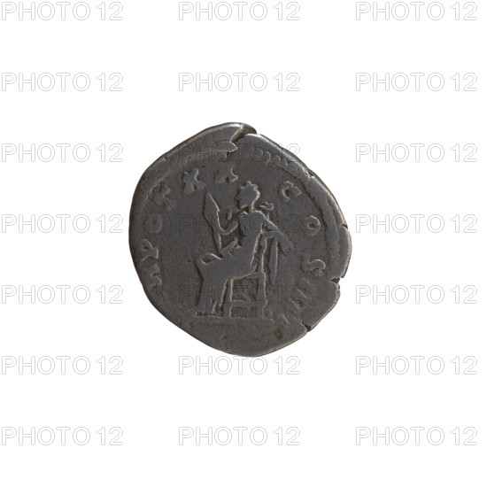 Denarius of Antoninus Pius (86–161; Roman emperor 138–161). Obverse: Head of Antoninus Pius in a laurel wreath to the right, legend 'ANTONINVS AVG - PIVS PP IMP II'. Reverse: Ceres veiled, seated to the left, holding a torch in her right hand and ears of corn in her left, legend 'TR POT XX - COS IIII'. Date: 156–157. Roman Empire, Rome. Coin; diameter 16.0–18.0 mm, weight 2.60 g, axis 180°.