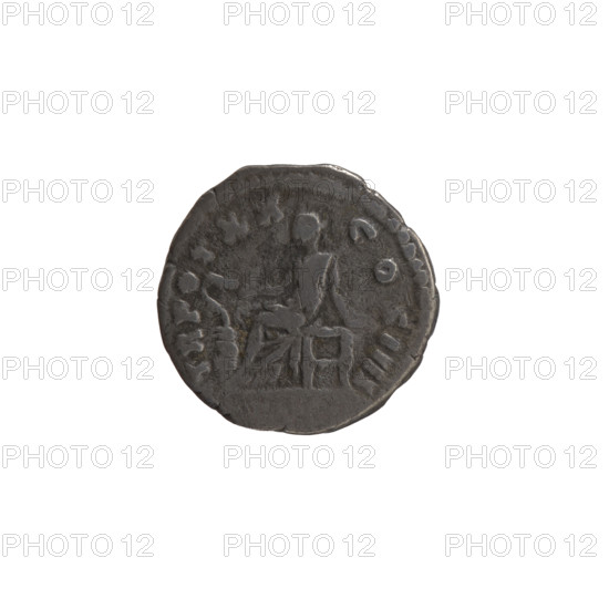 Denarius, Antoninus Pius (86–161; Roman emperor 138–161) — obverse: head of the emperor in a laurel wreath facing right, legend ANTONINVS AVG S P IMP II; reverse: Salus (personification) seated left, feeding a snake wrapped around an altar with right hand, left hand resting on the throne, legend TR POT XX COS IIII; date 156–157; Roman Empire (27 BC–476), Rome; coin; diameter 16.5–17.0 mm; weight 2.88 g; axis 180°.