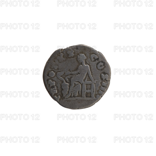 Denarius of Antoninus Pius (86–161; Roman emperor 138–161), c. 156–157. Obverse: Head of Antoninus Pius in a laurel wreath facing right, inscription ANTONINVS AVG PIVS PP IMP II. Reverse: Salus seated left feeding a snake wrapped around an altar, left hand on throne, inscription TR POT XX COS IIII. Roman Empire; Rome. Coin, diameter 15.0–16.0 mm, weight 2.85 g, axis 180°.