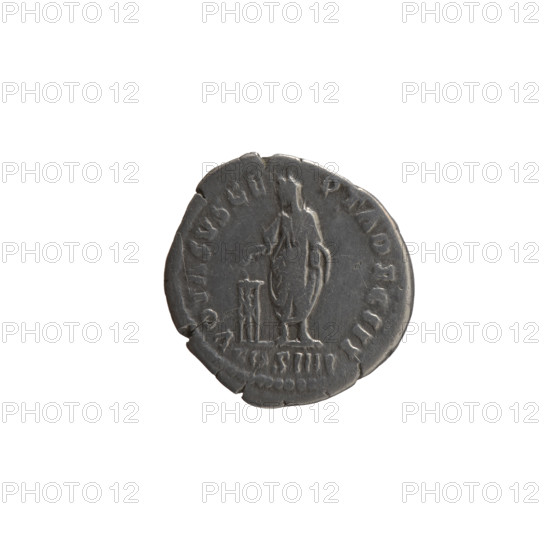 Denarius; Antoninus Pius (86–161 CE; Roman emperor 138–161) — obverse: head of Antoninus Pius with a laurel wreath facing right, inscription 'ANTONINVS AVG PIVS PP'; reverse: emperor in toga and veil standing left, holding a patera above a tripod in his right hand and a scroll in his left, inscription 'VOTA SVSCE PTA DEC III' and episode 'COS IIII'; iconography includes emperor with a veil, laurel wreath, tripods, scrolls, veils, paterae; Roman Empire, Rome, 157–159 CE; coin (denarius), diameter ~18.0–18.5 mm, weight 3.10 g, axis 180°