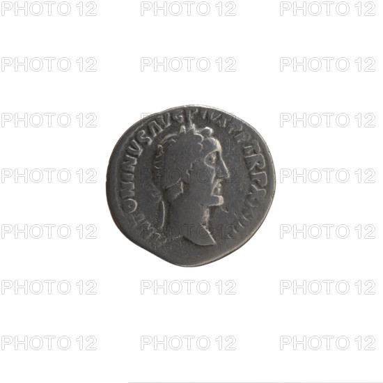 Denarius of Antoninus Pius (86–161; Roman emperor 138–161), 160–161. Obverse: Head of Antoninus Pius in a laurel wreath facing right, legend ANTONINVS AVG PIVS PP TR P XXIIII. Reverse: Pietas standing left, holding two children in her arms, two more children standing at her sides, legend IETATI AVG COS IIII. Roman Empire; Rome. Silver coin; diameter 16.0–17.0 mm, weight 3.65 g, axis 180°.