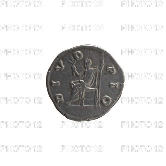 Denarius, Antoninus Pius (86–161; Roman Emperor 138–161) (posthumous), Marcus Aurelius (121–180; Roman Emperor 161–180), issuer: Lucius Verus (130–169; Roman Emperor 161–169). Obverse: Head of Antoninus Pius without a covering to the right, inscription DIVVS · ANTONINVS. Reverse: Antoninus Pius seated left, holding a long scepter and a branch, inscription DIV · O · PIO. After 161, Roman Empire (27 BC–476), Rome. Coin; diameter 18.0 mm, weight 3.28 g, axis 165°.