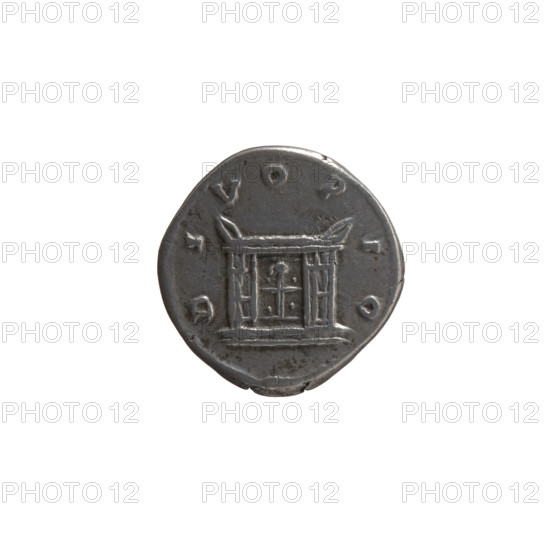 Denarius, posthumous issue after Antoninus Pius (86–161); also associated with Lucius Verus (130–169) and Marcus Aurelius (121–180). Obverse: head of Antoninus Pius bare, drapery on left shoulder, right; legend DIVVS·ANTONINVS. Reverse: rectangular altar with two doors and a finial in the form of horns; legend DIVO·PIO. After 161 CE, Roman Empire (27 BCE–476 CE), Rome. Coin: diameter 17.0 mm, weight 3.35 g, axis 195°.