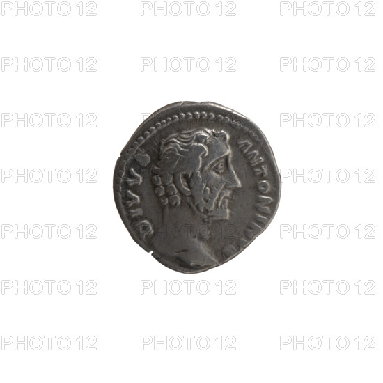 Denarius, Antoninus Pius (86–161; Roman emperor 138–161) (posthumous), Lucius Verus (130–169; Roman emperor 161–169), issuer: Marcus Aurelius (121–180; Roman emperor 161–180), issuer: Antoninus Pius (86–161; Roman emperor 138–161) — iconography: doors, head of the emperor, altars. Obverse: Head of Antoninus Pius bare, facing right, inscription DIVVS · ANTONIN. Reverse: Rectangular altar with a pair of doors and a finial in the form of horns, inscription DIVO · PIO. After 161. Roman Empire (27 BC–476), Rome. Coin: diameter 16.5–17.0 mm, weight 3.20 g, axis 180°.