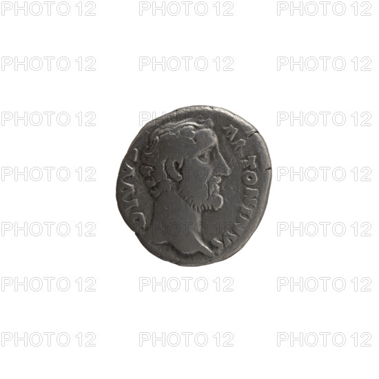 Denarius, posthumous issue: obverse — head of Antoninus Pius bare, facing right, inscription DIVV A TONINVS around; reverse — cuboidal altar with two doors and a finial in the form of horns, inscription DI- O O around. Issuers: Marcus Aurelius and Lucius Verus. After 161 CE, Rome, Roman Empire. Silver coin; diameter 16.0 mm; weight 2.90 g; axis 15°.