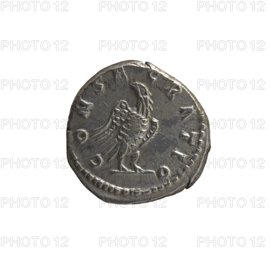 Denarius, Marcus Aurelius (121–180; Roman emperor 161–180) and Lucius Verus (130–169; Roman emperor 161–169) as issuers; posthumous depiction of Antoninus Pius (86–161; Roman emperor 138–161). Obverse: head of Antoninus Pius bare, facing right, inscription 'DIVVS ANTONINVS' around. Reverse: eagle stands right, head turned left, inscription 'CONSE CRATIO' around. After 161 CE, Roman Empire, Rome. Coin: silver denarius; diameter 16.5–17.0 mm, weight 3.45 g, axis 180°.