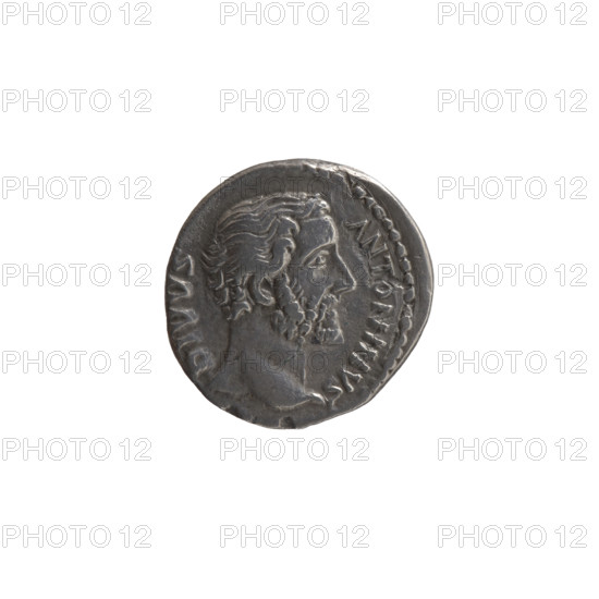 Denarius, after 161 CE. Obverse: head of Antoninus Pius without a cap to the right, inscription DIVVS·ANTONINVS. Reverse: eagle standing right, head turned left, inscription CONSECRATIO. Issuers: Lucius Verus (130–169, Roman emperor 161–169) and Marcus Aurelius (121–180, Roman emperor 161–180); Antoninus Pius (86–161, Roman emperor 138–161) depicted posthumously; iconography includes eagle and emperor's head. Roman Empire, Rome. Coin; diameter 16.5–17.0 mm, weight 3.05 g, axis 0°.