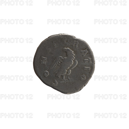 Denarius; obverse: head of Antoninus Pius without a cap to the right, inscription 'DIVVS ANTONINVS'; reverse: eagle standing right, turning head left, inscription 'CONSECRATIO'. Issuers: Lucius Verus (130–169, Roman emperor 161–169) and Marcus Aurelius (121–180, Roman emperor 161–180); posthumous depiction of Antoninus Pius (86–161, Roman emperor 138–161). Iconography: animals, head of the emperor, eagle. Date: after 161 CE; Place: Rome, Roman Empire. Material: coin (denarius). Dimensions: diameter 18.0 mm; weight 3.00 g; axis 0°.